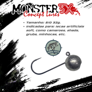 ANZOL JIG HEAD SUPER BALL X-HOOK MONSTER 3X - ISCA SOFT - C/ 2 UNIDADES