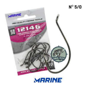 Anzol Marine Sports 12146 Black Nickel Tamanhos 5/0 - 6/0 - 7/0 - com 10 unidades