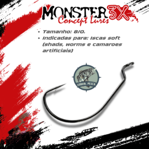 Anzol Offset EWG M3X 8/0 C/ 3 Unidades Monster3X